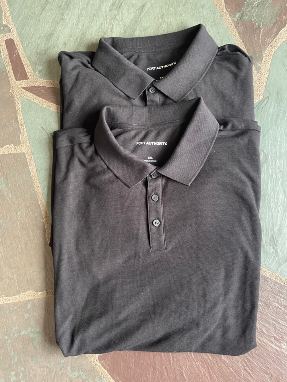 NWOT Set of 2 Port Authority Black Short-Sleeve Polo — 3-Button